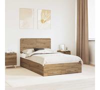 vidaXL Bed Frame with Drawer Artisan Oak 120 x 190 cm Engineered Wood