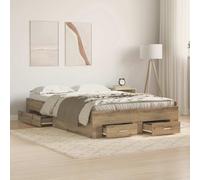 vidaXL Bed Frame with Drawer Artisan Oak 120 x 190 cm Engineered Wood