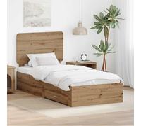 vidaXL Bed Frame with Drawer Artisan Oak 90 x 200 cm Engineered Wood