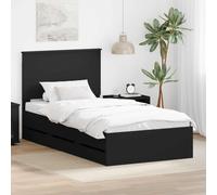 vidaXL Bed Frame with Drawer Black 100 x 200 cm Engineer Wood