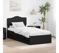 vidaXL Bed Frame with Drawer Black 100 x 200 cm Engineer Wood