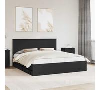 Bed Frame Black Engineered Wood 180x200 cm Hidden Drawer Sleek Minimalist Design
