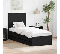 vidaXL Bed Frame with Drawer Black 90 x 190 cm Engineer Wood