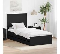 vidaXL Bed Frame with Drawer Black 90 x 200 cm Engineer Wood