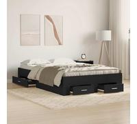 vidaXL Bed Frame with Drawer Black Oak 120 x 200 cm Engineered Wood