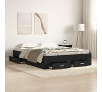 vidaXL Bed Frame with Drawer Black Oak 140 x 190 cm Engineered Wood