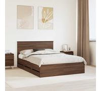 vidaXL Bed Frame with Drawer Brown Oak 150 x 200 cm Engineer Wood