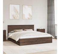 vidaXL Bed Frame with Drawer Brown Oak 200 x 200 cm Engineer Wood