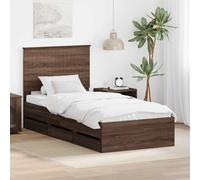 vidaXL Bed Frame with Drawer Brown Oak 90 x 200 cm Engineer Wood