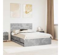 vidaXL Bed Frame with Drawer Concrete Grey 160 x 200 cm Engineer Wood