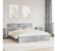 vidaXL Bed Frame with Drawer Concrete Grey 180 x 200 cm Engineer Wood
