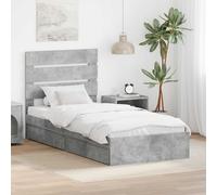 vidaXL Bed Frame with Drawer Concrete Grey 75 x 190 cm Engineered Wood