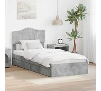 vidaXL Bed Frame with Drawer Concrete Grey 90 x 190 cm Engineered Wood