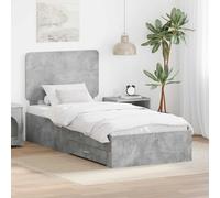 vidaXL Bed Frame with Drawer Concrete Grey 90 x 200 cm Engineered Wood