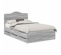 vidaXL Bed Frame with Drawer Grey Sonoma 120 x 190 cm Engineer Wood, Bedroom, Rectangular, Modern, Space-saving Furniture Ideas for a Contemporary, Minimalist Design and Effective Storage Solutions