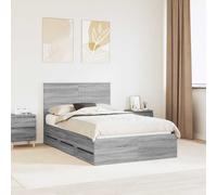 vidaXL Bed Frame with Drawer Grey Sonoma 120 x 200 cm Engineer Wood