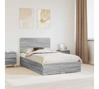vidaXL Bed Frame with Drawer Grey Sonoma 120 x 200 cm Engineered Wood