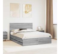 vidaXL Bed Frame with Drawer Grey Sonoma 150 x 200 cm Engineer Wood
