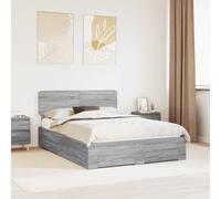 vidaXL Bed Frame with Drawer Grey Sonoma 160 x 200 cm Engineered Wood