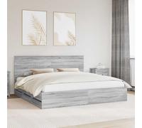 vidaXL Bed Frame with Drawer Grey Sonoma 200 x 200 cm Engineer Wood