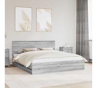 vidaXL Bed Frame with Drawer Grey Sonoma 200 x 200 cm Engineer Wood