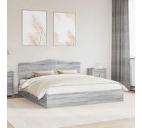 vidaXL Bed Frame with Drawer Grey Sonoma 200 x 200 cm Engineered Wood