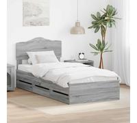 vidaXL Bed Frame with Drawer Grey Sonoma 75 x 190 cm Engineer Wood
