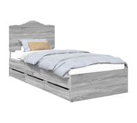 vidaXL Bed Frame with Drawer Grey Sonoma 75 x 190 cm Engineer Wood, Bedroom, Rectangular, Modern, Space-saving Furniture Ideas for a Contemporary, Minimalist Design and Effective Storage Solutions