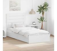 vidaXL Bed Frame with Drawer Manual White 75 x 190 cm Engineered Wood