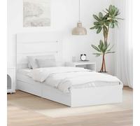vidaXL Bed Frame with Drawer Manual White 90 x 200 cm Engineered Wood