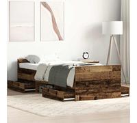 vidaXL Bed Frame with Drawer Old Wood 193 x 78 x 50 cm Engineered Wood