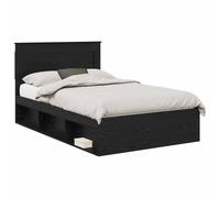 vidaXL Bed Frame with Drawer Plain Black 120 x 190 cm Solid Pine Wood, Modern Re