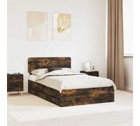 vidaXL Bed Frame with Drawer Smoked Oak 135 x 190 cm Engineered Wood