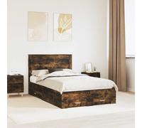 vidaXL Bed Frame with Drawer Smoked Oak 135 x 190 cm Engineered Wood