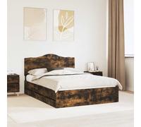 vidaXL Bed Frame with Drawer Smoked Oak 140 x 200 cm Engineer Wood