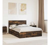 vidaXL Bed Frame with Drawer Smoked Oak 150 x 200 cm Engineer Wood