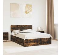 Bed Frame with Drawer Smoked Oak 160 x 200 cm Engineered Wood