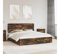 vidaXL Bed Frame with Drawer Smoked Oak 200 x 200 cm Engineered Wood