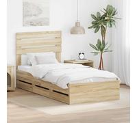 vidaXL Bed Frame with Drawer Sonoma Oak 100 x 200 cm Engineer Wood