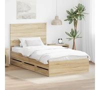 vidaXL Bed Frame with Drawer Sonoma Oak 100 x 200 cm Engineer Wood