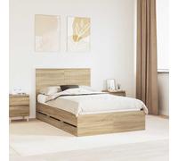vidaXL Bed Frame with Drawer Sonoma Oak 120 x 190 cm Engineer Wood