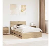 vidaXL Bed Frame with Drawer Sonoma Oak 120 x 200 cm Engineer Wood