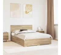 vidaXL Bed Frame with Drawer Sonoma Oak 135 x 190 cm Engineered Wood