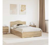 vidaXL Bed Frame with Drawer Sonoma Oak 135 x 190 cm Engineered Wood