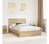 vidaXL Bed Frame with Drawer Sonoma Oak 140 x 190 cm Engineer Wood