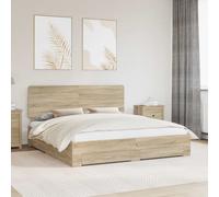 vidaXL Bed Frame with Drawer Sonoma Oak 200 x 200 cm Engineered Wood