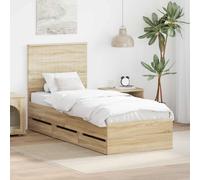 vidaXL Bed Frame with Drawer Sonoma Oak 75 x 190 cm Engineer Wood