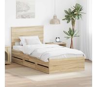 vidaXL Bed Frame with Drawer Sonoma Oak 75 x 190 cm Engineer Wood