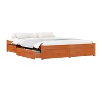 vidaXL Bed Frame with Drawer Wax Brown 120 x 200 cm Solid Pine Wood, Stylish Bedroom, Rectangular Design, Modern Aesthetic, Durable Materials, Quality Craftsmanship, Ideal for Contemporary Living