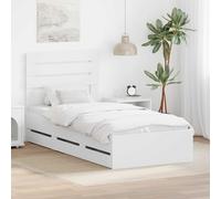 vidaXL Bed Frame with Drawer White 100 x 200 cm Engineer Wood